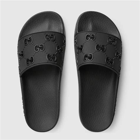 black Gucci slides women's